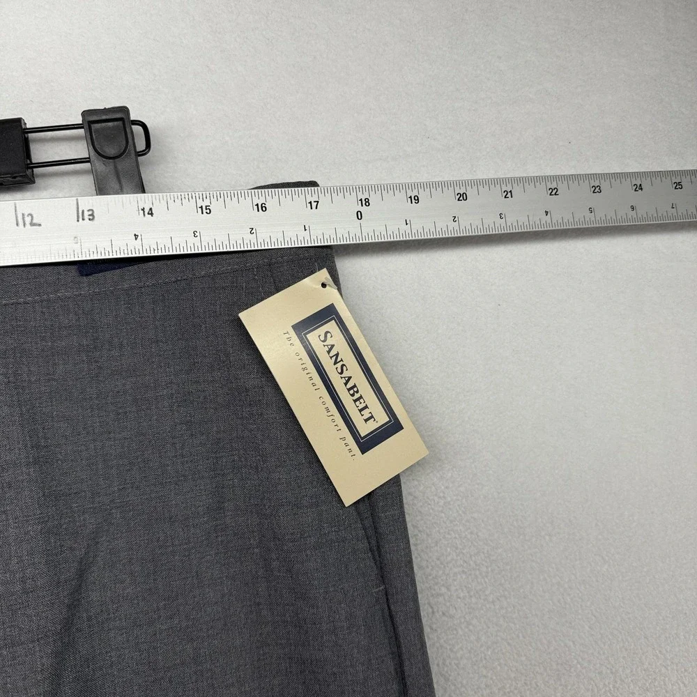 Vintage Sansabelt Dress Pants men's 36 Gray Trousers Unhemmed Wool Hook NEW